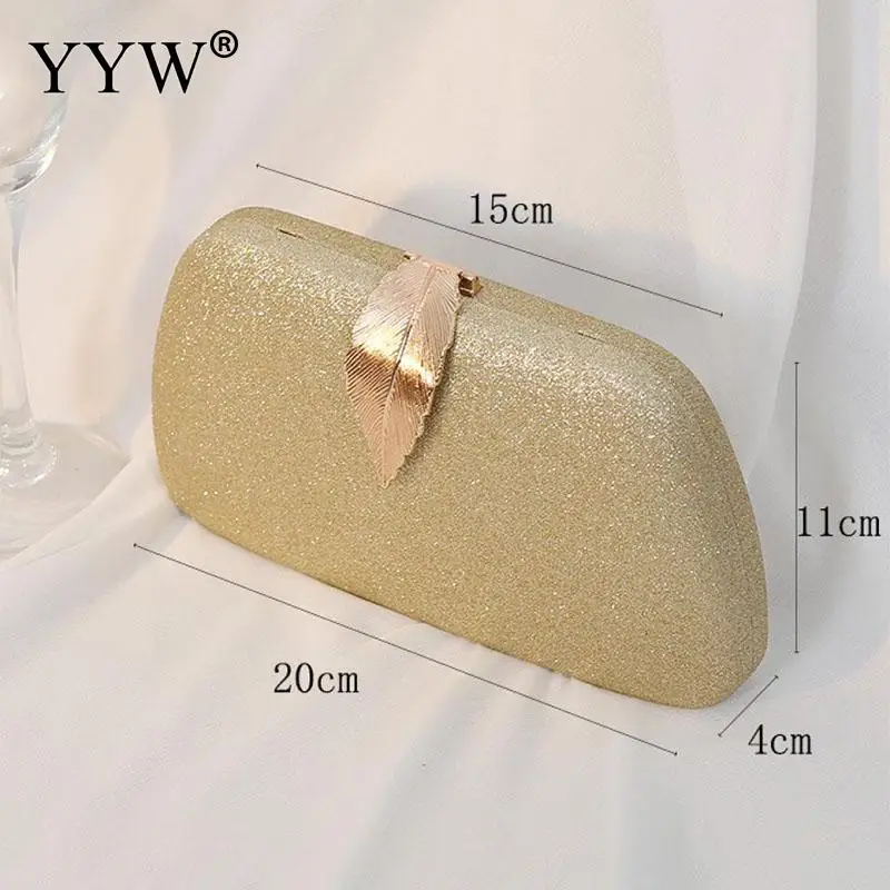 Elegant Matte Leaf Pattern Clutch Evening Handbag Women Hand Held Messenger Wallet Bag Metal Chain Crossbody Shoulder Prom Purse