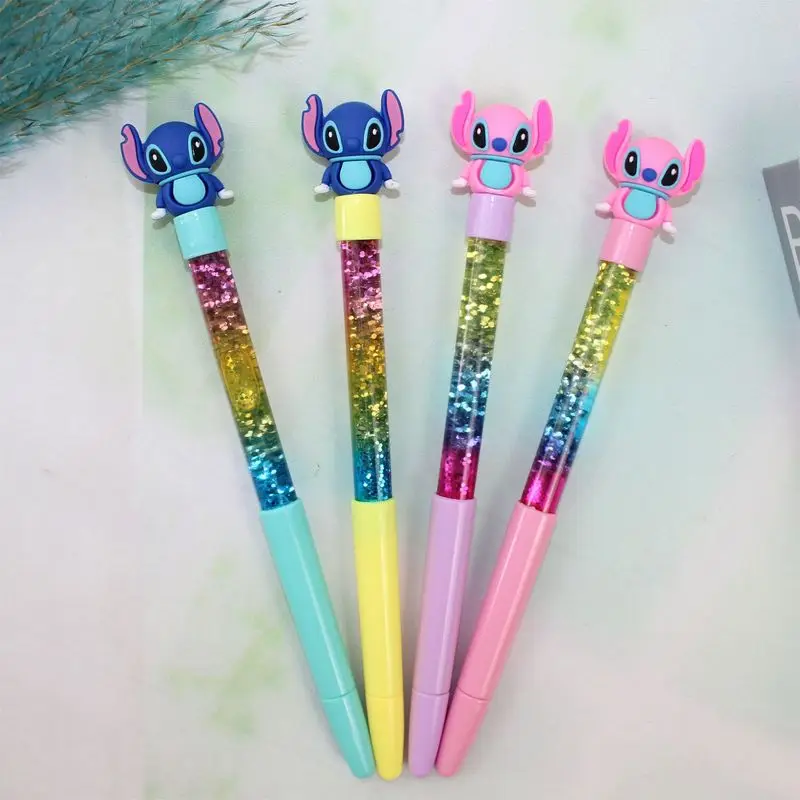 

12/24pcs Disney Stitch Cartoon Neutral Pen 0.5mm Black Quicksand Gel Pens Students Writing School Offices Stationery Supplies