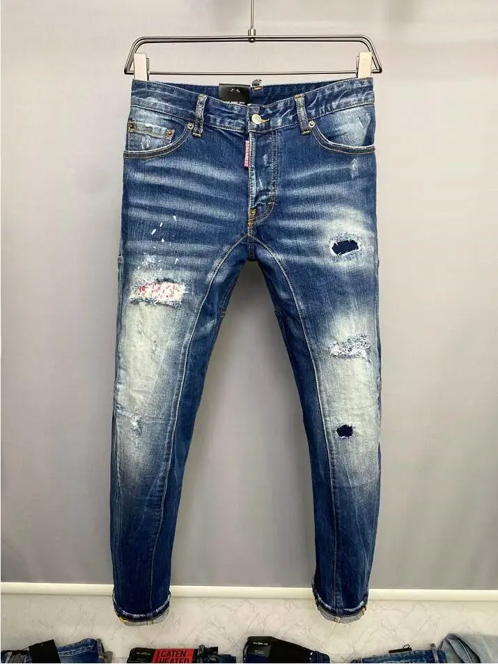 Dsquared2 microelasticity Jeans Straight Fit Street-Style Denim Pants A189# old navy jeans Jeans