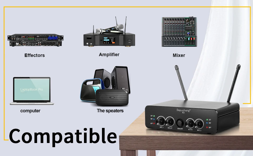 Wireless Microphone Handheld Depusheng R3 Dual Channels UHF Fixed Frequency Dynamic Mic For Karaoke Wedding Party Band Church