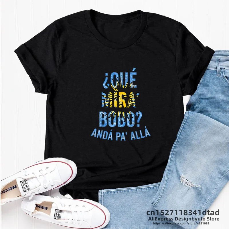 Que Mira Bobo Argentina T Shirt Donna Uomo Magliette Grafiche Maglietta Oversize Manica Corta Casual Argentina Streetwear