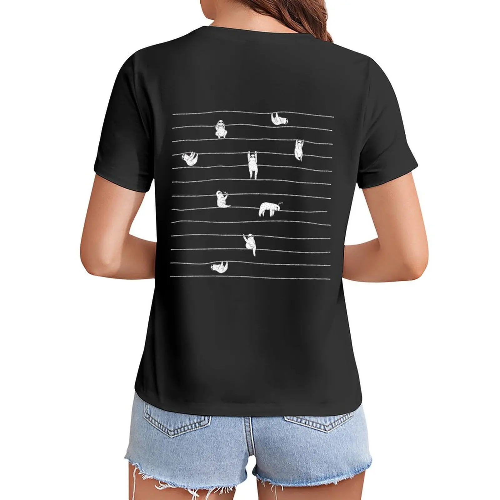 

Sloth Stripe T-Shirt summer clothes plus sizes cute t-shirts for Women