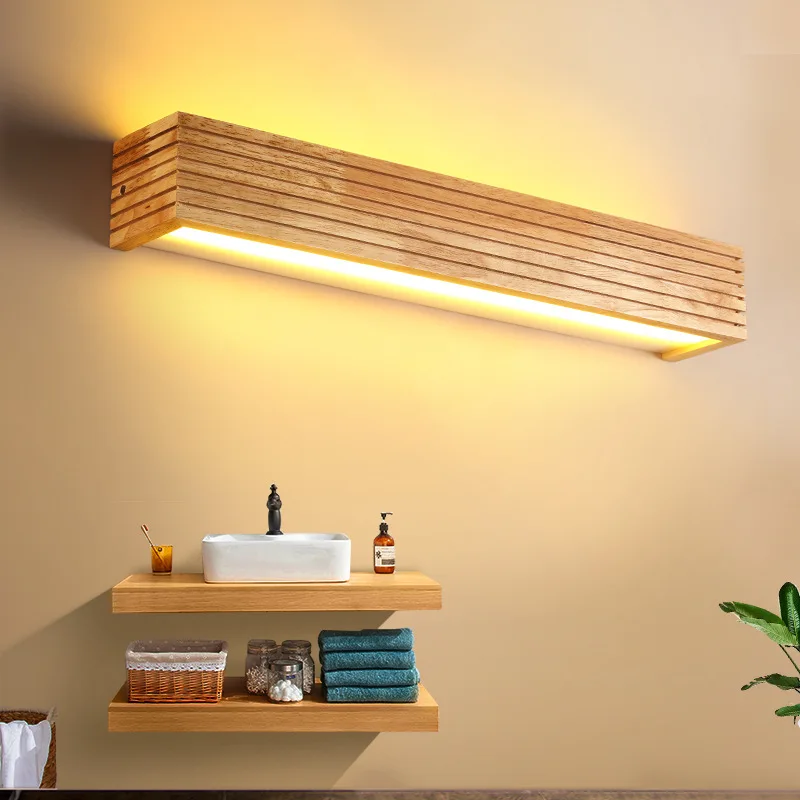 

Modern Japan Style Led Wooden Wall Lamps Bedroom Night Lamp Bathroom Light Home Wall Sconce Solid Wood LED Wall Light Fixtures