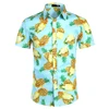 Summer Luxury Men's Shirt Pineapple Lapel Short-sleeved Print Hawaiian Shirts Loose Casual Fashion Oversized Tops Men's Clothing 1