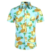 Summer Luxury Men's Shirt Pineapple Lapel Short-sleeved Print Hawaiian Shirts Loose Casual Fashion Oversized Tops Men's Clothing 1