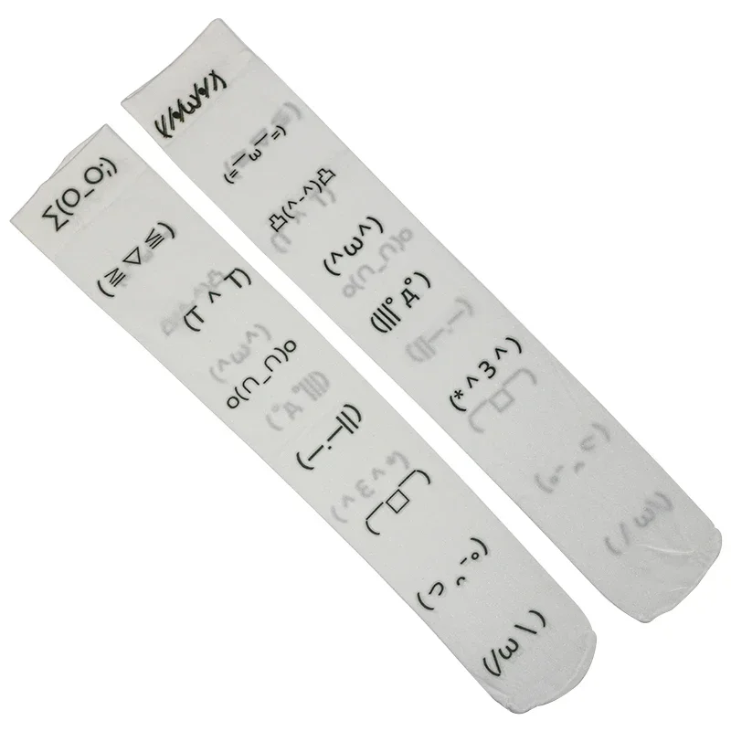 Kawaii expression White Graffiti Letter Print Long Socks Harajuku Over Knee Thigh High Stockings Y2K Cosplay Cute Socks Kawaii