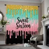 2pcs, spring summer Curtains Sweet sixteenth birthday Semi-Sheer Curtains Polyester Woven Room Decor for Living Room, Bedroom & 1