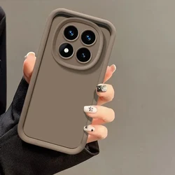 Solid Color Silicone Camera Lens Protective Back Cover for Redmi 14C (Coffee)