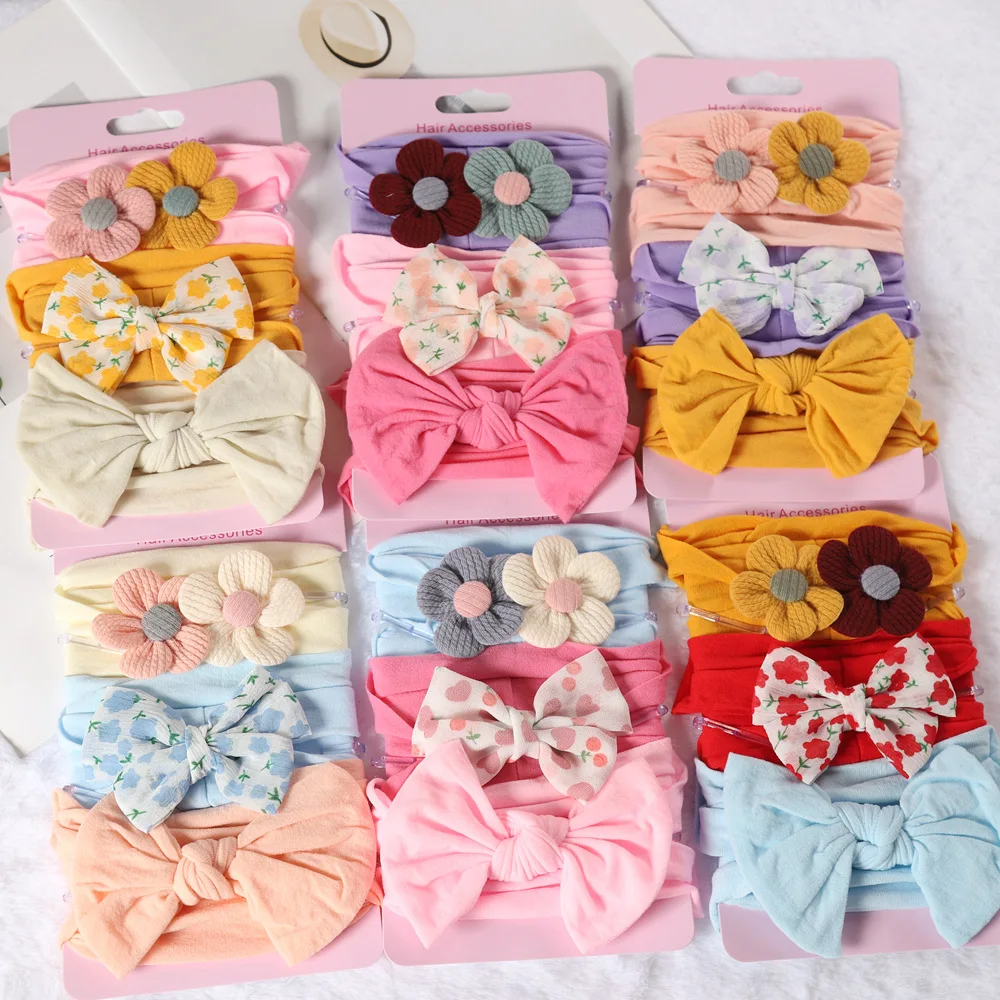 

3pcs Children's Big Bow Nylon Soft Elastic Hair Band Baby Headband Baby Printed Headband