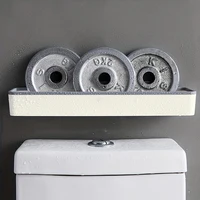 Toilet Bathroom Storage Cabinet Rack Wall Hanging Hole Free Multifunctional Artifact Above Toilet Rack White Shelf Organizer 2