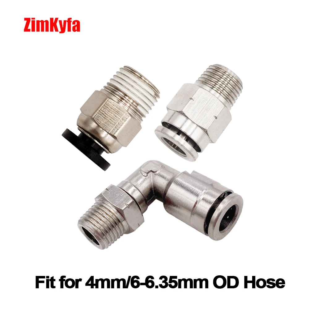90 도 회전 엘보 및 스트레이트 매크로 마이크로 호스 케이블 라인 피팅, 4mm, 6-6.35mm OD 호스, 1 개