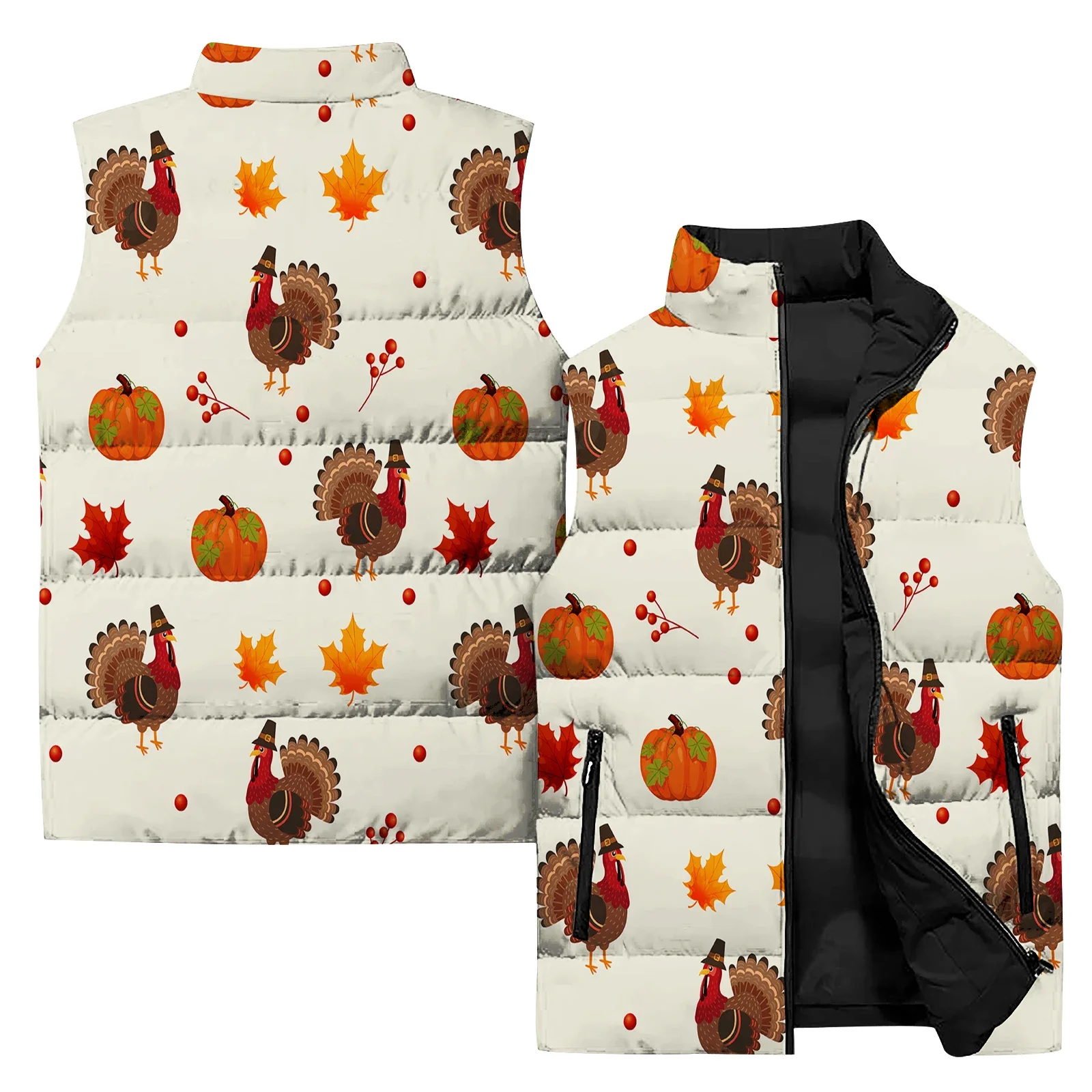 thumbnail image 1 of Chaquetas de plumas de pavo para hombre, día de Acción de Gracias 2024, chalecos térmicos de moda para hombre, duraderos, con estampado 3D asequible, 1 of 5