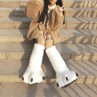 Women Winter Warm Slippers Cute Creative Bear Claw Shoes Girls Couples Indoor Furry Cotton Snow Boots Female Faux Fur Slides - Image 5