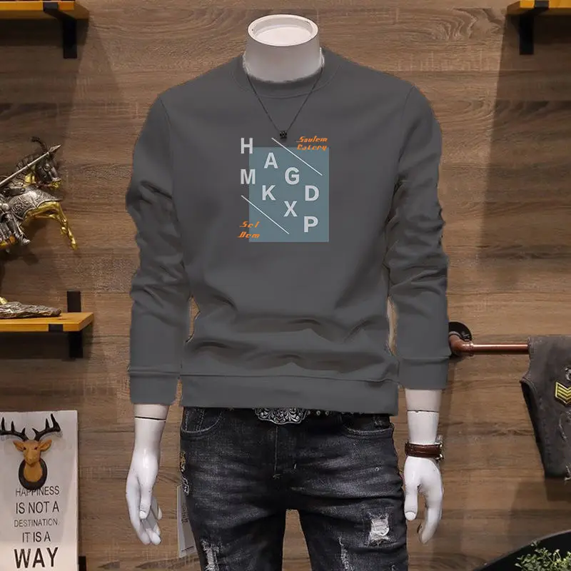Fashion O-Neck Casual Printed Letter Sweatshirts Men's Clothing 2024 Spring New Loose All-match Tops Korean Sweatshirts