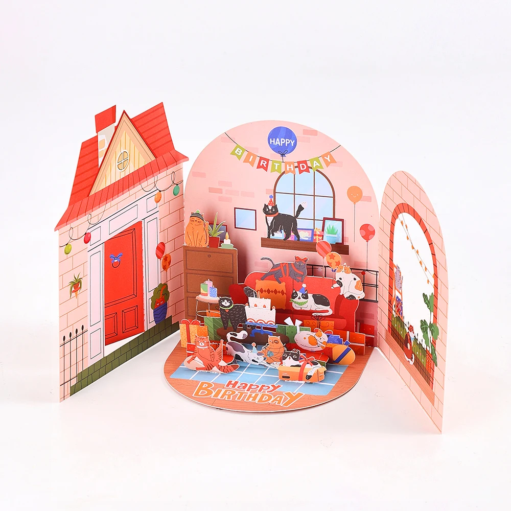 3D Cats Birthday Pop Up Card 1 | 3D Cats Birthday Pop Up Card1