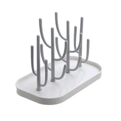 Enhanced Baby Bottle Drying Rack - Multi-Colored Storage and Drainer (Gray)