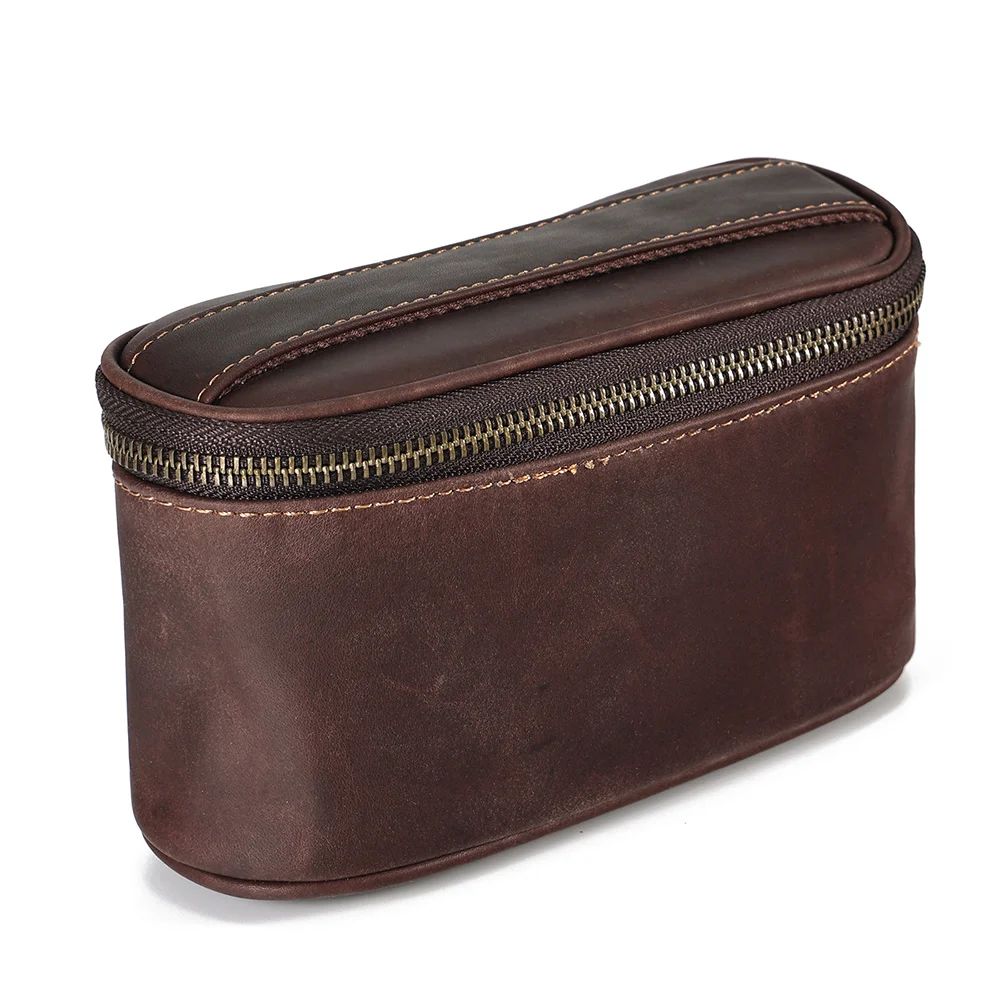 

Crazy Horse Leather Official Seal with Card Slot Organizer Box Portable Official Chop Handbags