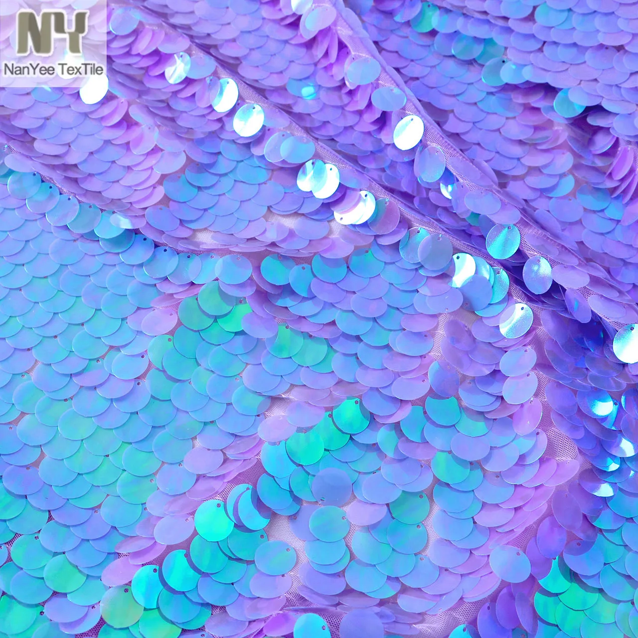 Bling Bling 1.8cm Big Coin Large Dot Silver Iridesent Hologram Round Shape Sparkly Mermaid Scale Disco Sequin Embroidered Fabric