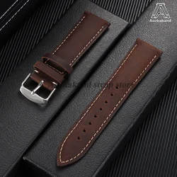 Vintage Leather Watch Strap - Universal Smartwatch Band - 22mm (DarkBrown)