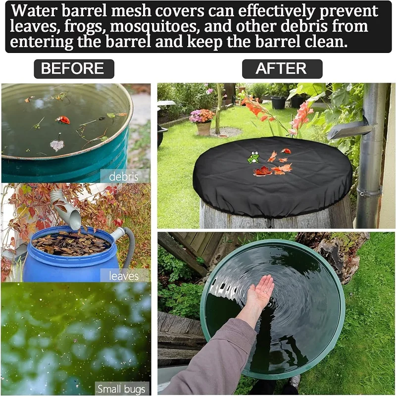 Mesh Cover Netting for Rain Barrel Water Collection Bucket Raindrop Anti-fall Leaves Filter Net Water Protection Tool rain barrel cover
