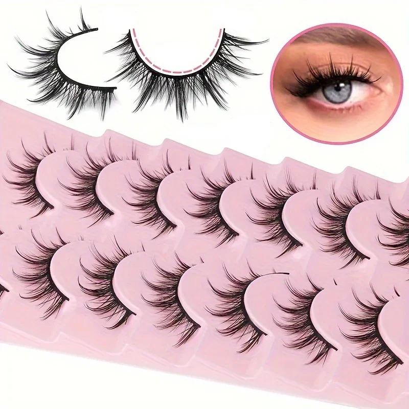 קומבו של ריסים מנגה רכים - 7 זוגות ריסים אנימה רכים ופרוותיים למראה קוספליי טבעי - סגנון קוריאני ויפני