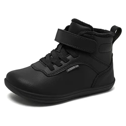 Children's Winter Barefoot Shoes with Warm Faux Fur Lining and Adjustable Strap - 36 (Black)