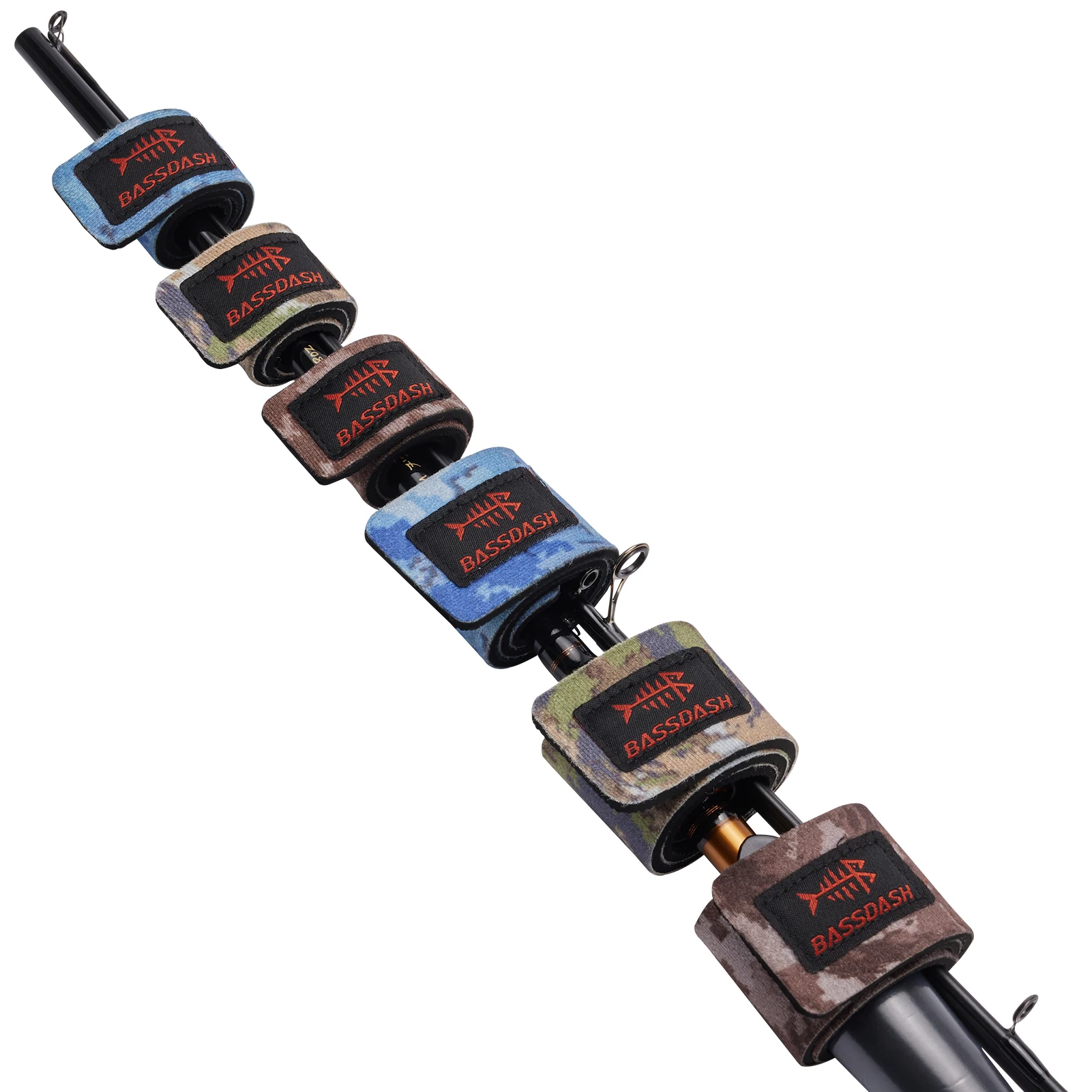 Bassdash Fishing Rod Straps Stretchy Waterproof Wrap Ties 6-Pack for Spinning Rod Fly Rod Casting