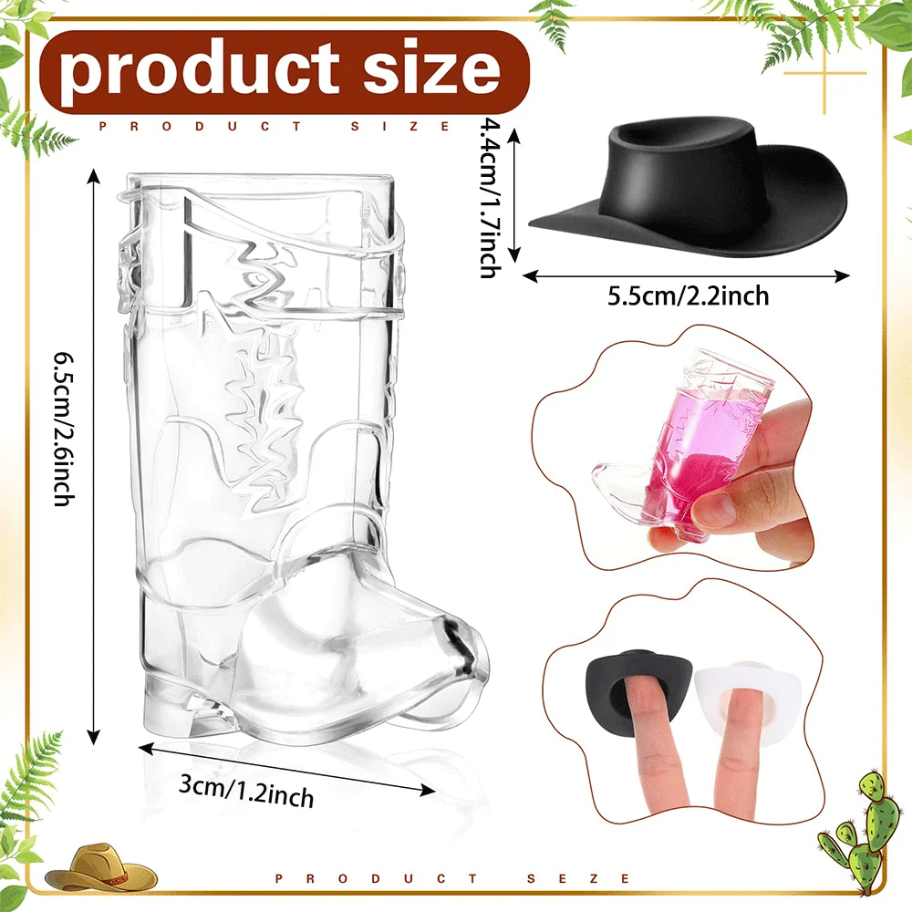Mini-Cowboystiefel, Schnapsglas, 1 Unze, Western-Cowboy-Party, Mini-Kuchenhut, Kunststoff-Schnapsglas, westliche Hochzeit, Geburtstag, Junggesellenabschied – Detail 6