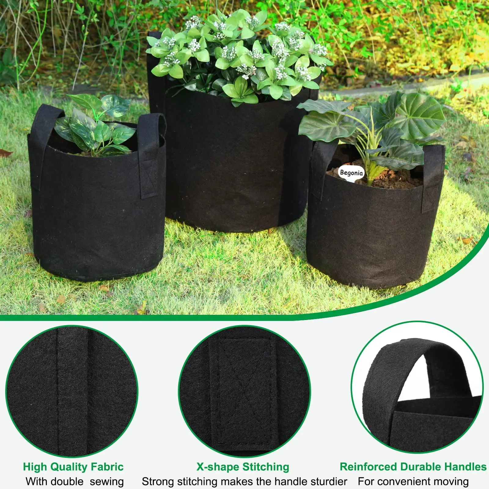 Fabric Plant Pots Grow Bags 25/30/35/40cm Gallon Gardening Vegetable Tomato  Strawberry Growing Planter Garden Planting Pots - AliExpress