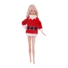 Doll Clothes Christmas Jumpsuit Sweater Short Sleeve For Barbies Accessories Cute Snowman Pattern For Big Elf Dolls,Holiday Gift 4
