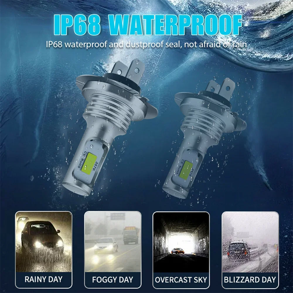 Bombillas Led antiniebla para coche, Kit de lámparas de haz DRL alto y bajo, CSP, superbrillante, 9005 K, 12V, H7, H4, H1, H8, H9, H11, 9006, 6000, 2 uds. - Imagen 4