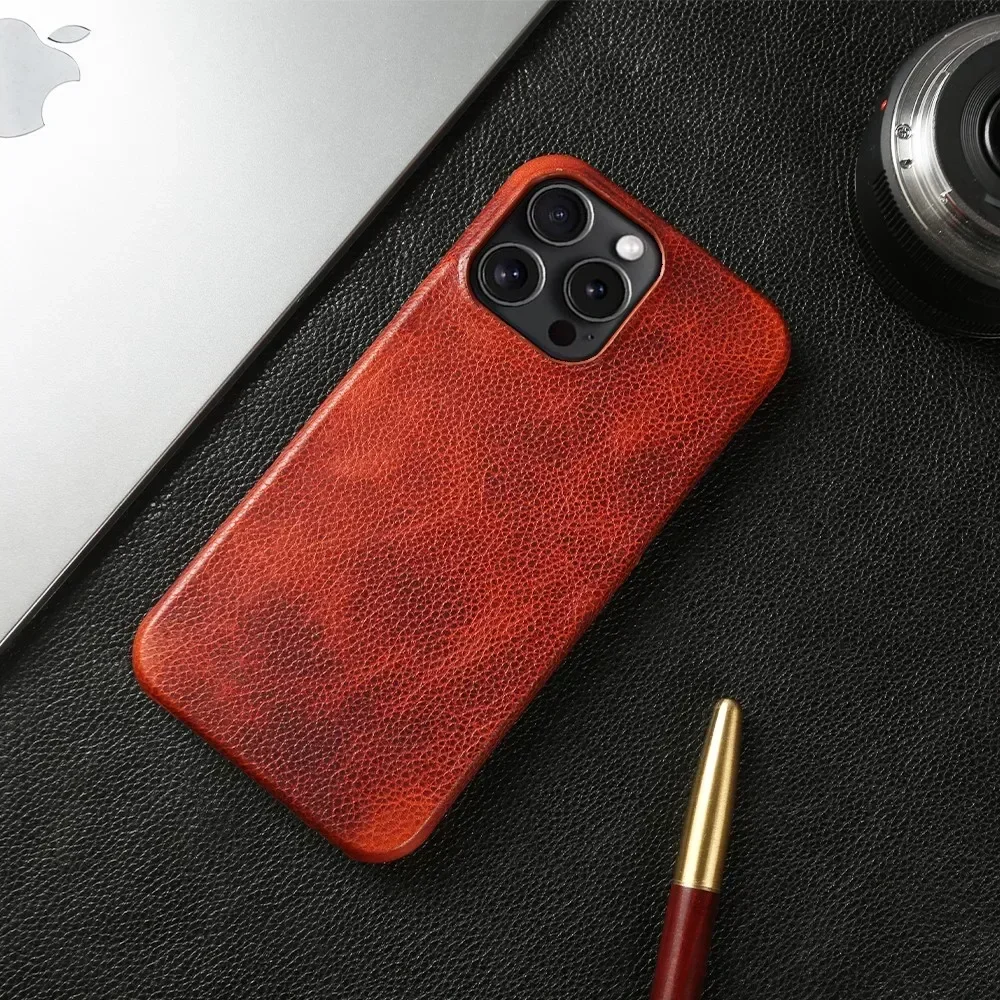 Durable Genuine Leather Shockproof Mobile Phone Cover and Back Protector