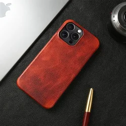 Durable Genuine Leather Shockproof Mobile Phone Cover and Back Protector - iPhone 18 Pro Max (Light Brown)