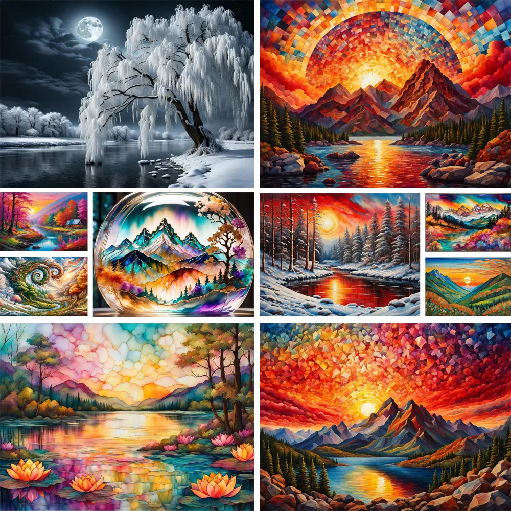 Landscape Fantasy Nature Paint By Numbers Canvas Crafts Kits For Adults ...
