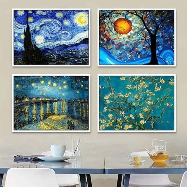Bricolage diamant peinture diamant rond ciel étoilé Van Gogh motif plein diamant mosaïque décoration de la maison peinture point de croix Kit 1
