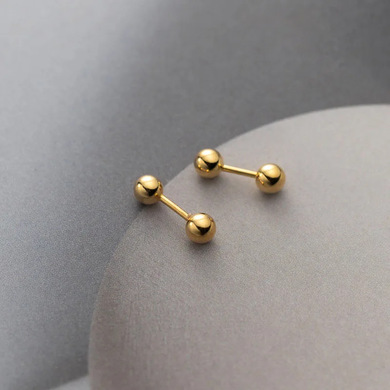 Wantme Sterling Silber einfache glänzende Perlen Schraube Ohr Knochen Piercing Ohr stecker für Männer Frauen Modeschmuck Accessoires