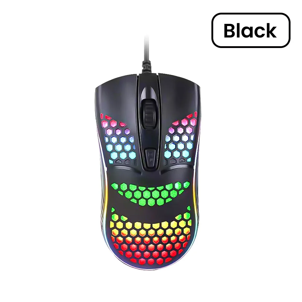 עכבר מחובר USB RGB עכבר משחקים מאיר 1600DPI מחשב שולחני מחשב משרדי שקט עכבר מחובר למחשבי Windows ומחשבי נייד