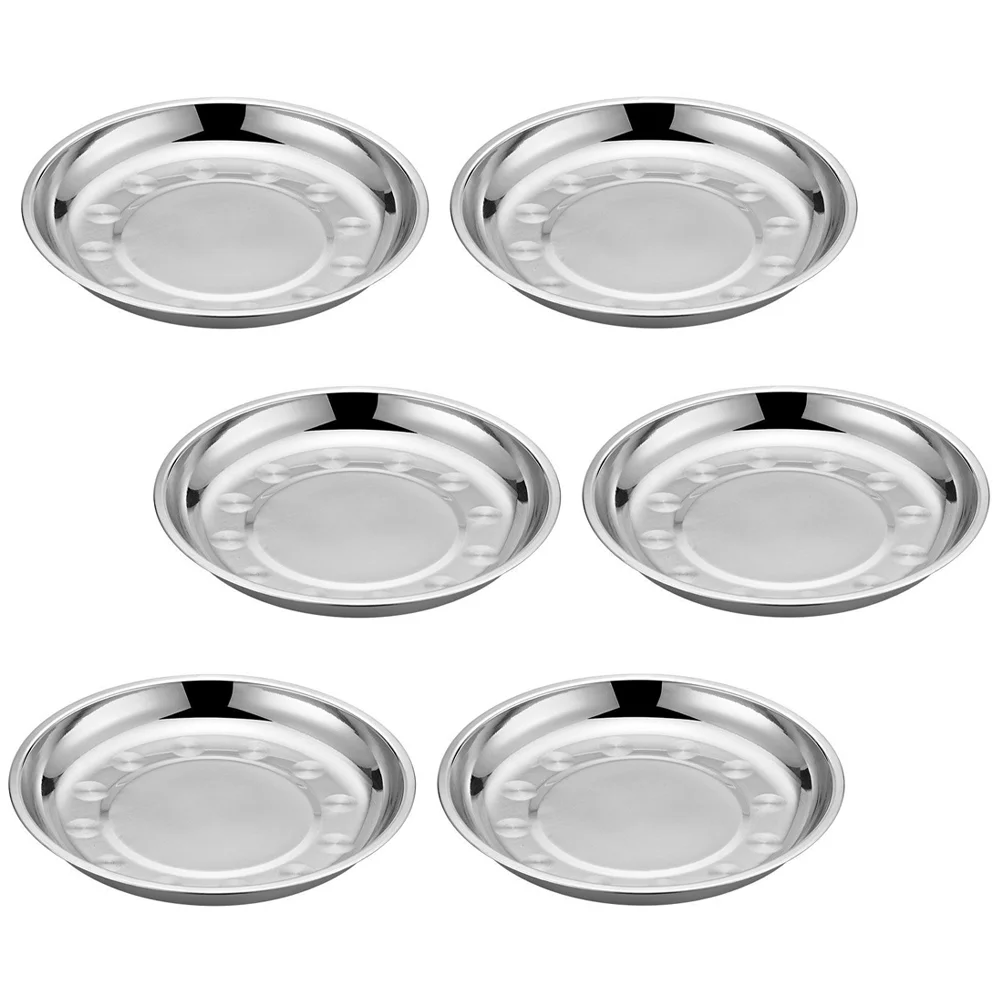 

Stainless Steel Food Plates Round Dinner Plates Fruit Trays Pasta Salad Snack Dessert Dishes Serving Plates 18cm/16cm