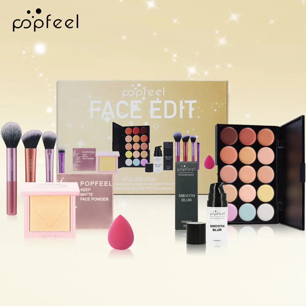 POPFEEL Professional 8-Piece Face Makeup Set-Complete Face Cosmetic Kit with Concealer Palette, Priming Lotion，Setting powder,