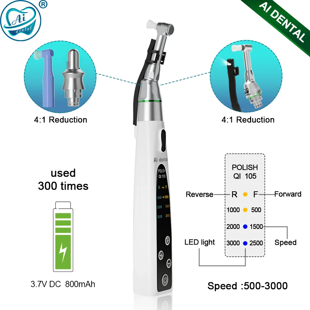 

Dental Electric Oral Care Prophy Handpiece 4:1Reduction Endomotor with LED Removable for Teeth Polisher Whitening AI-PA-F4/P4