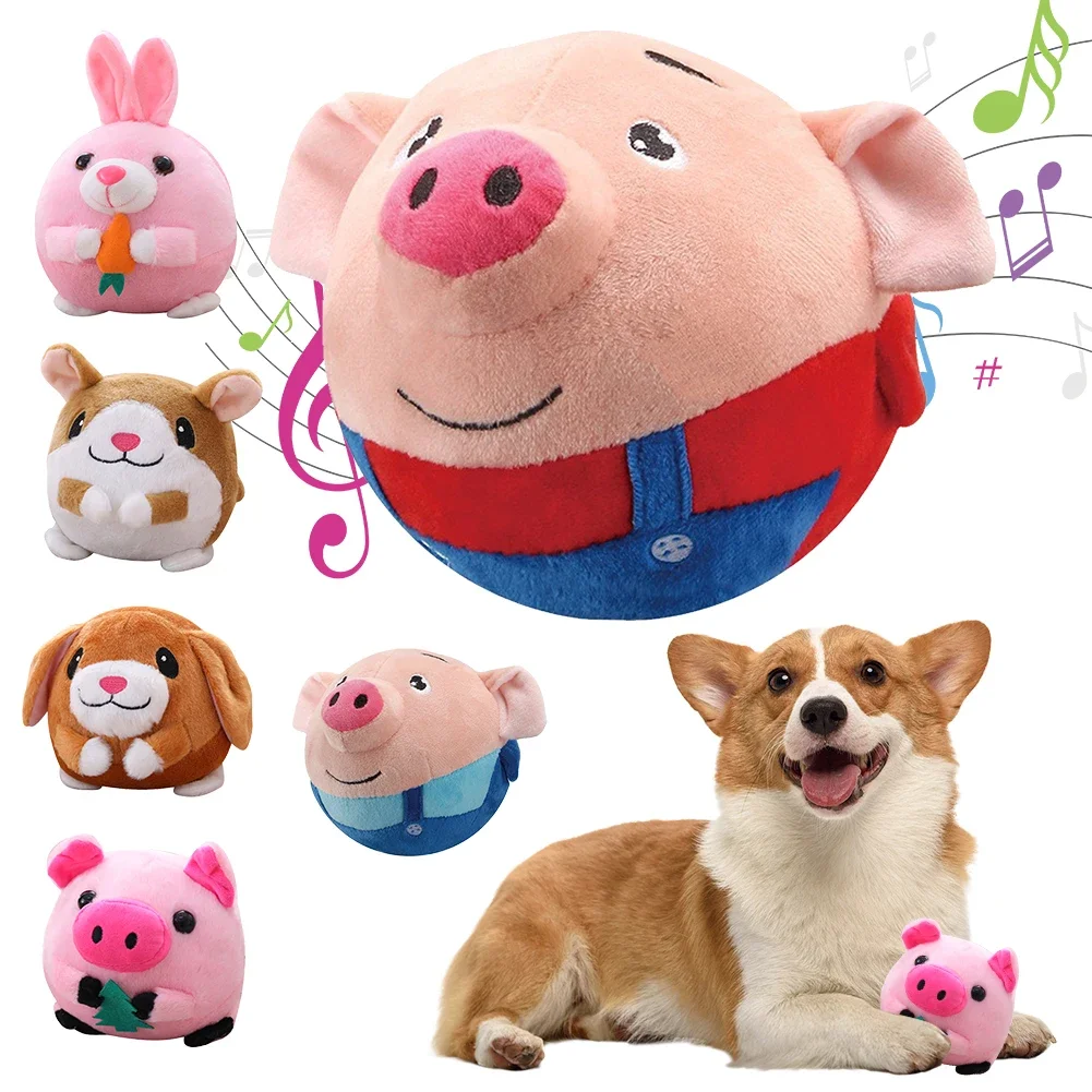 Interactive Plush Dog Toy with USB-Powered Bouncing and Squeaking Features
