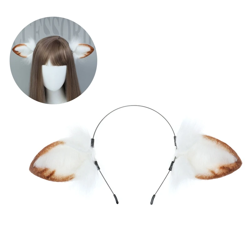 

Lovely Sheep Ears Hair Hoop Men Women Fashion Plush Simulation Animal Ears Headband Cosplay Props for Festival Carnival Party