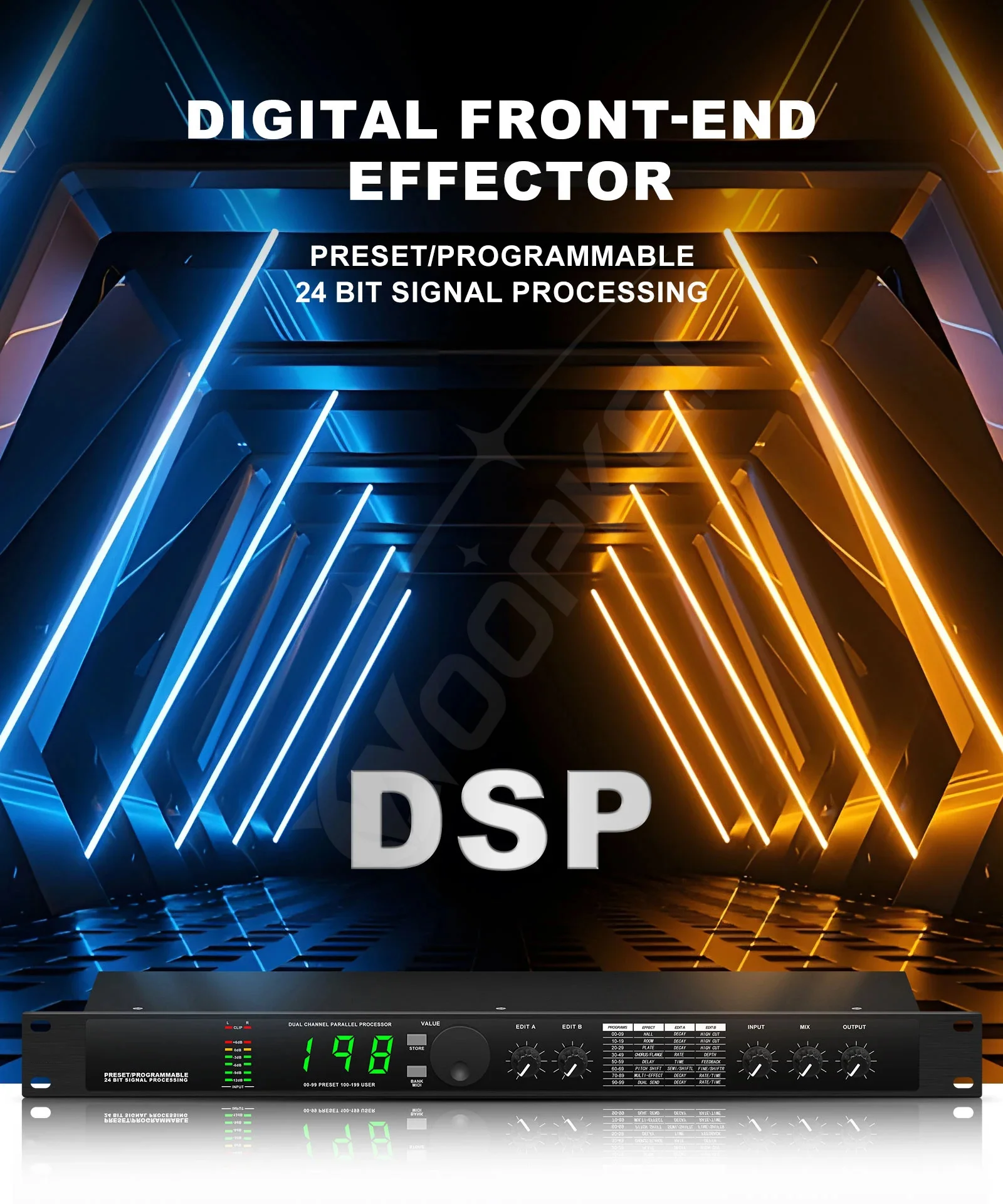 Echo Hybrid Digital Audio Processor Multi Effects Digital Reverb 199 Preset Soun