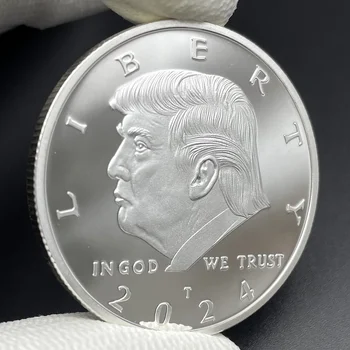 2024 Liberty Trump Silver Coin 47th US President Big Head Coin Collectibles Badge in God We Trust Medal Souvenir