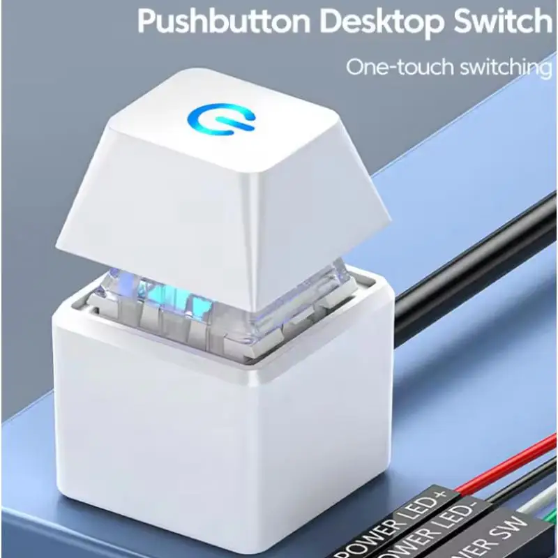 Desktop Power Switch with Blue LED Lights and 1.8m Extension Cable