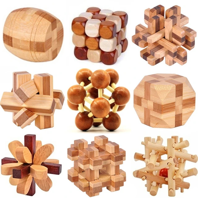 Wooden Kong Ming Lock Lu Ban Lock IQ Brain Teaser Educational Toy for Kids Children Montessori 3D Puzzles Game Unlock Toys Adult 1