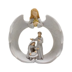Angel Figurine Resin Ornament - Elegant Religious Decor (Creamy White)