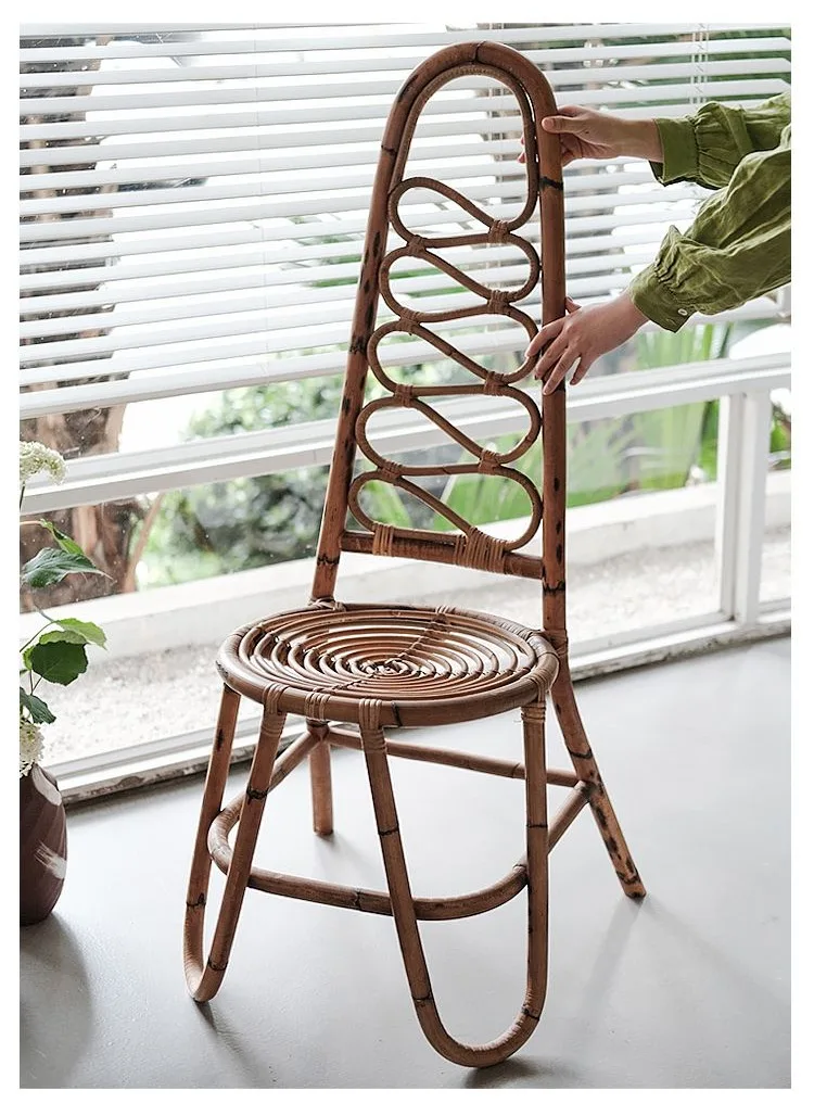 Portable Rattan Chair High Living Room Storage Chairs Relaxing Cane Single Person Chair Decorative Kitchen Interior Furnitures