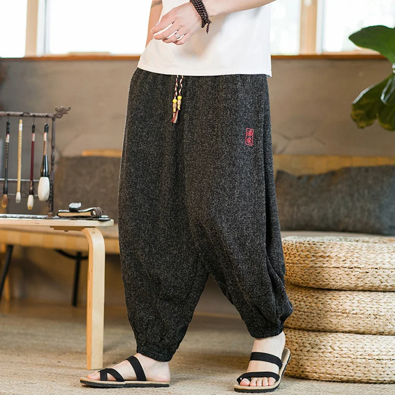

Chinese Harajuku Style Jogging Pants Mens Casual Embroidered Loose Harlem Trousers Vintage Sweatpants 5XL