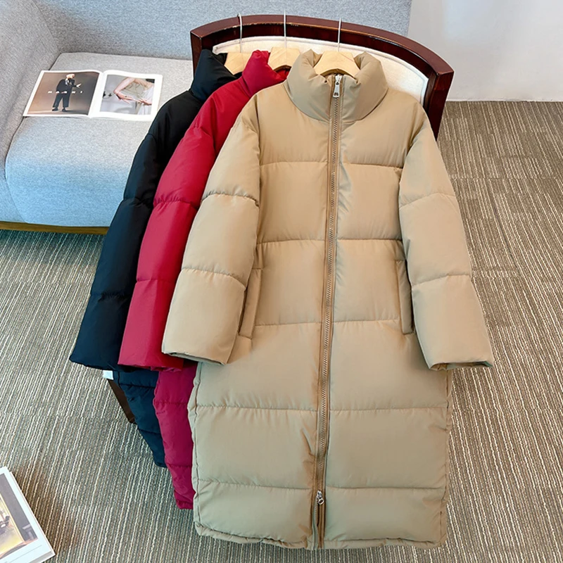 

2023 Women's Winter Jacket Fashion Long Coat Cotton Padded Parka Female Puffer Jackets Windproof Warm Down Jackets